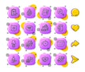 Calendar, Timer and Search text line icons. For web app, printing. App 3d buttons icons. Vector