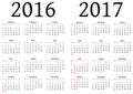 Calendar for 2016 and 2017