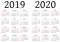 Calendar for 2019 and 2020