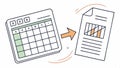 Calendar to document flow, schedule planning, document workflow, timeline, process flow vector design Generative AI
