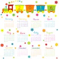 2016 Calendar with toy train and flowers