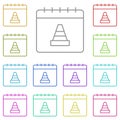 Calendar, trafficcone multi color icon. Simple thin line, outline vector of calendar icons for ui and ux, website or mobile