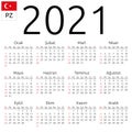 Calendar 2021, Turkish, Sunday