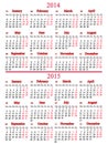 Calendar for two years 2014 and 2015