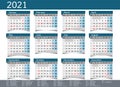 2021 calendar USA planner pocket business year vector