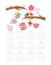 Calendar 2016 with valentine Royalty Free Stock Photo