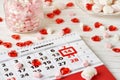 Calendar Valentines day and marshmallows Royalty Free Stock Photo