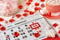 Calendar Valentines day and marshmallows Royalty Free Stock Photo