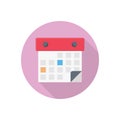 Calendar vector flat colour icon Royalty Free Stock Photo