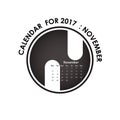 2017 Calendar Vector Design Stationery Template.Calendar For Nov