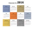 Calendar for 2016