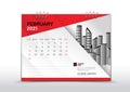 Calendar 2021 Vector, February 2021 Year Template, Desk Calendar Design, Week Start On Sunday, Stationery