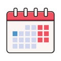 Calendar vector flat color icon Royalty Free Stock Photo