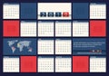 Calendar 2019 Vector Flat Design Template for Travel Company