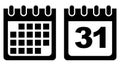 Calendar vector icon black and white