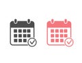 Calendar vector icon set. Black illustration isolated for graphic and web Royalty Free Stock Photo