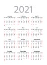 2021 Calendar. Vector illustration. Template year planner