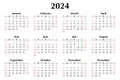 2024 Calendar Vector: Modern, editable, and printable monthly template for English