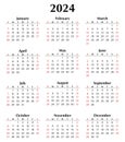 2024 Calendar Vector: Modern, editable, and printable monthly template in English