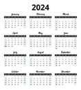 2024 Calendar Vector: Modern, editable, and printable template for planning in English
