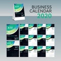 Calendar 2020 vector pocket basic grid. Simple design template