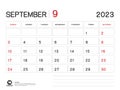 Calendar 2023 Vector- September 2023 year planner template, Desk Calendar 2023 Design, Week Start On Sunday, Planner, Stationery,