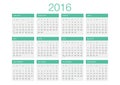 Calendar vector template 2016 Royalty Free Stock Photo