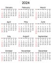 2024 calendar vertical. Modern vector illustration. Plan your year