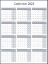 Calendar 2023. Wall planner with free space for notes. Vertical layout, template.