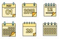 Calendar week icons set vector color Royalty Free Stock Photo