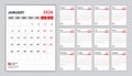 Calendar 2026 week start monday, wall calendar 2026 year, desk calendar 2026 design vector set 12 months, Poster, planner,