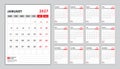 Calendar 2027 week start monday, wall calendar 2027 year, desk calendar 2027 design vector set 12 months, Poster, planner,