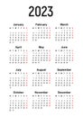 Calendar 2023, week starts on Monday, basic business template. vector illustration Royalty Free Stock Photo