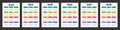 Calendar 2023, 2024, 2025, 2026, 2027, 2028, week starts on Monday, basic template with a bright multicolored design Royalty Free Stock Photo