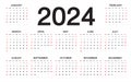 Calendar 2024, Week starts from Sunday, business template