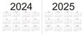 Calendar 2024, 2025. Week starts from Sunday, business template