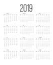 Calendar 2019, Week starts from Sunday, business template vector illustration. Royalty Free Stock Photo