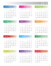 2019 Calendar Week Starts on Sunday Colorful