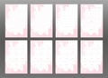 2022 2023 2024 2025 calendar and daily weekly monthly personal planner. Light pink abstract spots and dots, delicate feminine