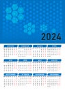 2024 Calendar with the weeks start on Monday