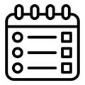 Calendar wishlist icon outline vector. List store