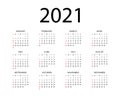 Calendar for 2021 year.