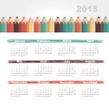 Calendar 2015 year with colored pencils