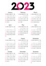 Calendar 2023 year editable template, week start sunday