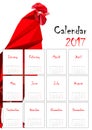 Calendar for 2017 year of Fire Rooster Royalty Free Stock Photo