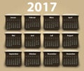 Calendar 2017 year German. Week starting on Monday Royalty Free Stock Photo