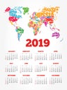 Calendar for 2019 year, HOLIDAY word Royalty Free Stock Photo