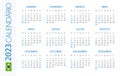 Calendar 2023 year Horizontal - vector template illustration. Brazilian version