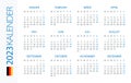 Calendar 2023 year Horizontal - vector template illustration. Gerrman version Royalty Free Stock Photo