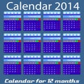 Calendar for 2014 year Royalty Free Stock Photo